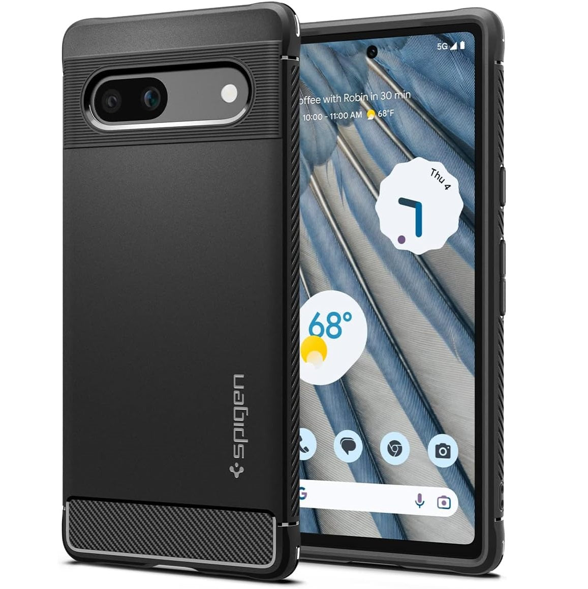 Spigen Rugged Armor Matte Black Case - For Google Pixel 7a - mosaccessories